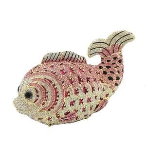9878 Fish Rhinestone Clutch Purses Formal Evening Bags Prom Purse Wedding